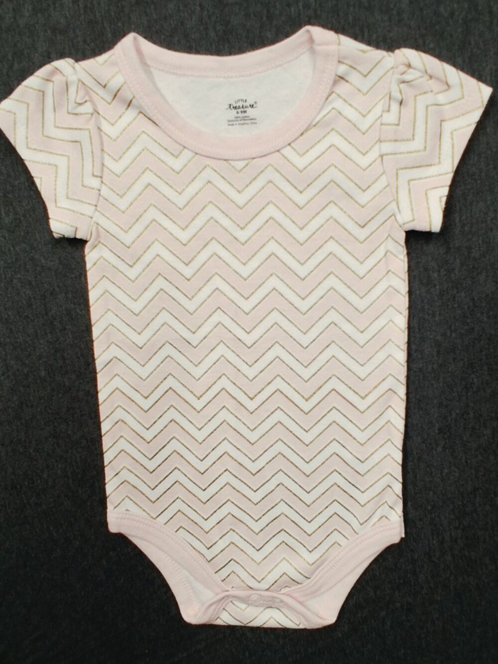 Little Treasure infant girls onesie size 6/9 months Pink, gold and white New wi